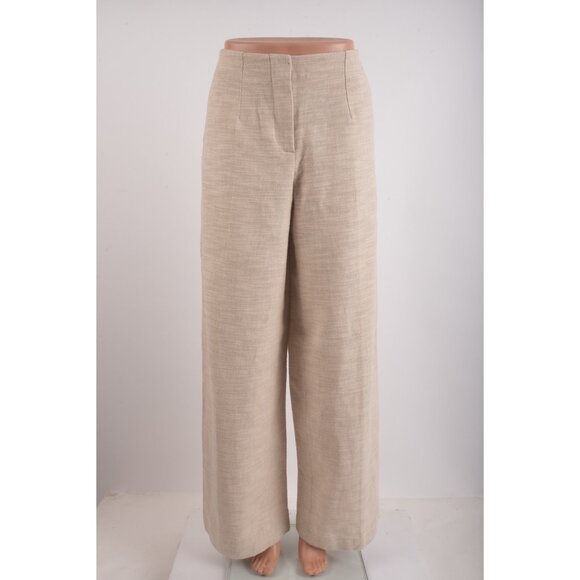 Zara Womans Pants Trousers Size S Beige tweed High Waist Wide Leg 8199/151 NWT - Picture 1 of 7